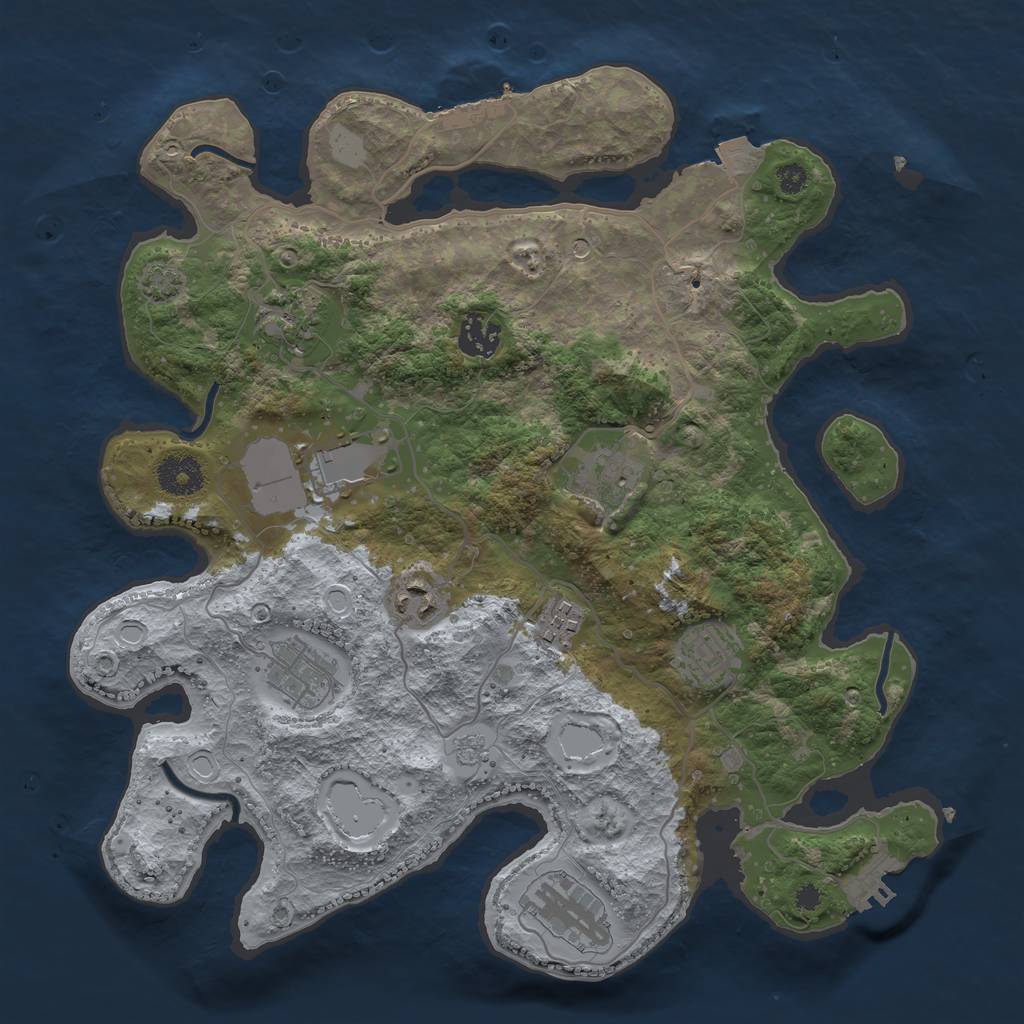 Rust Map: Procedural Map, Size: 3500, Seed: 1155829807, 17 Monuments