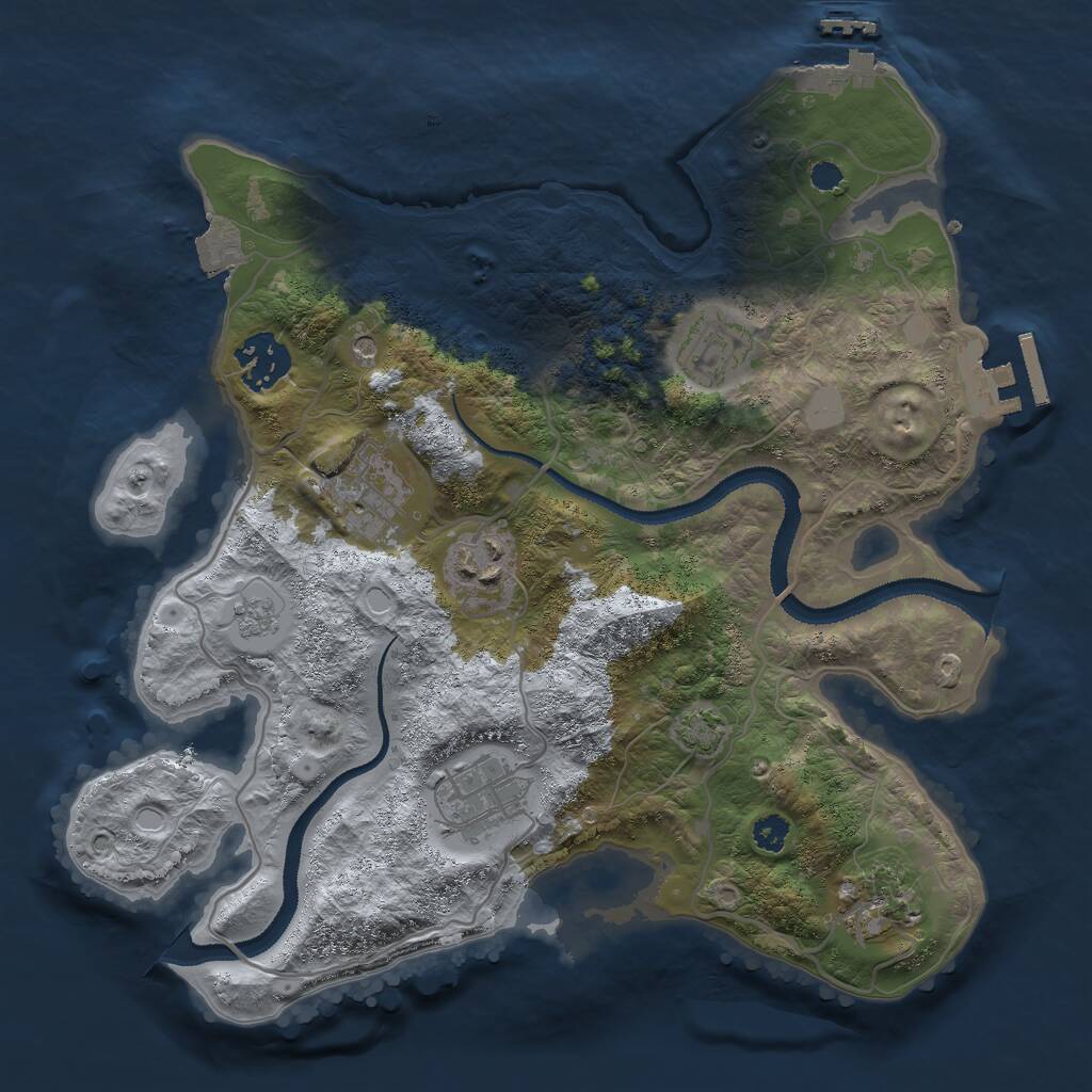 Rust Map: Procedural Map, Size: 3000, Seed: 1073308311, 12 Monuments