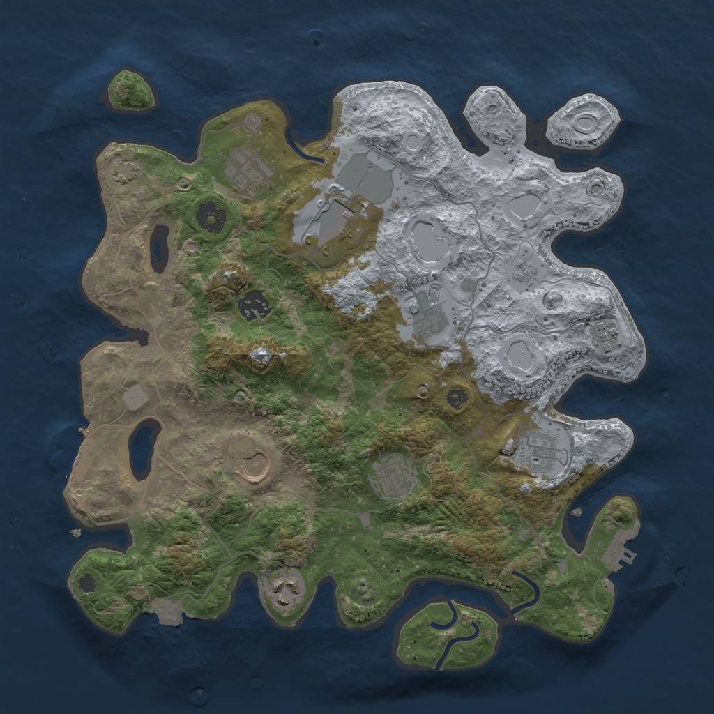 Rust Map: Procedural Map, Size: 3500, Seed: 3242525, 16 Monuments