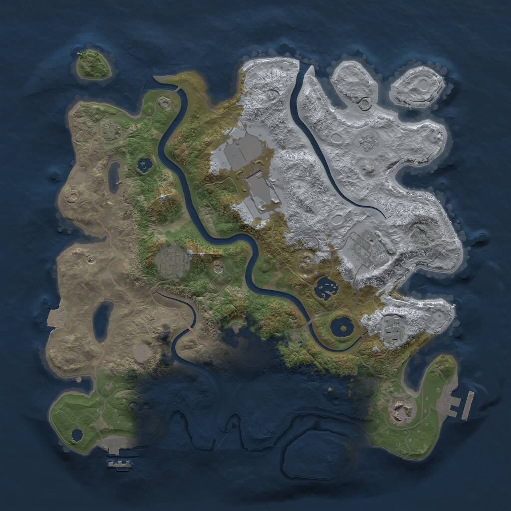 Rust Map: Procedural Map, Size: 3500, Seed: 3242525, 13 Monuments