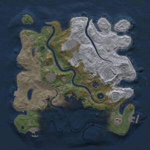 Thumbnail Rust Map: Procedural Map, Size: 3500, Seed: 3242525, 13 Monuments