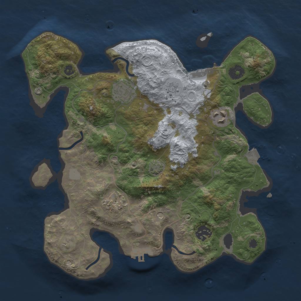 Rust Map: Procedural Map, Size: 3000, Seed: 1909296830, 12 Monuments