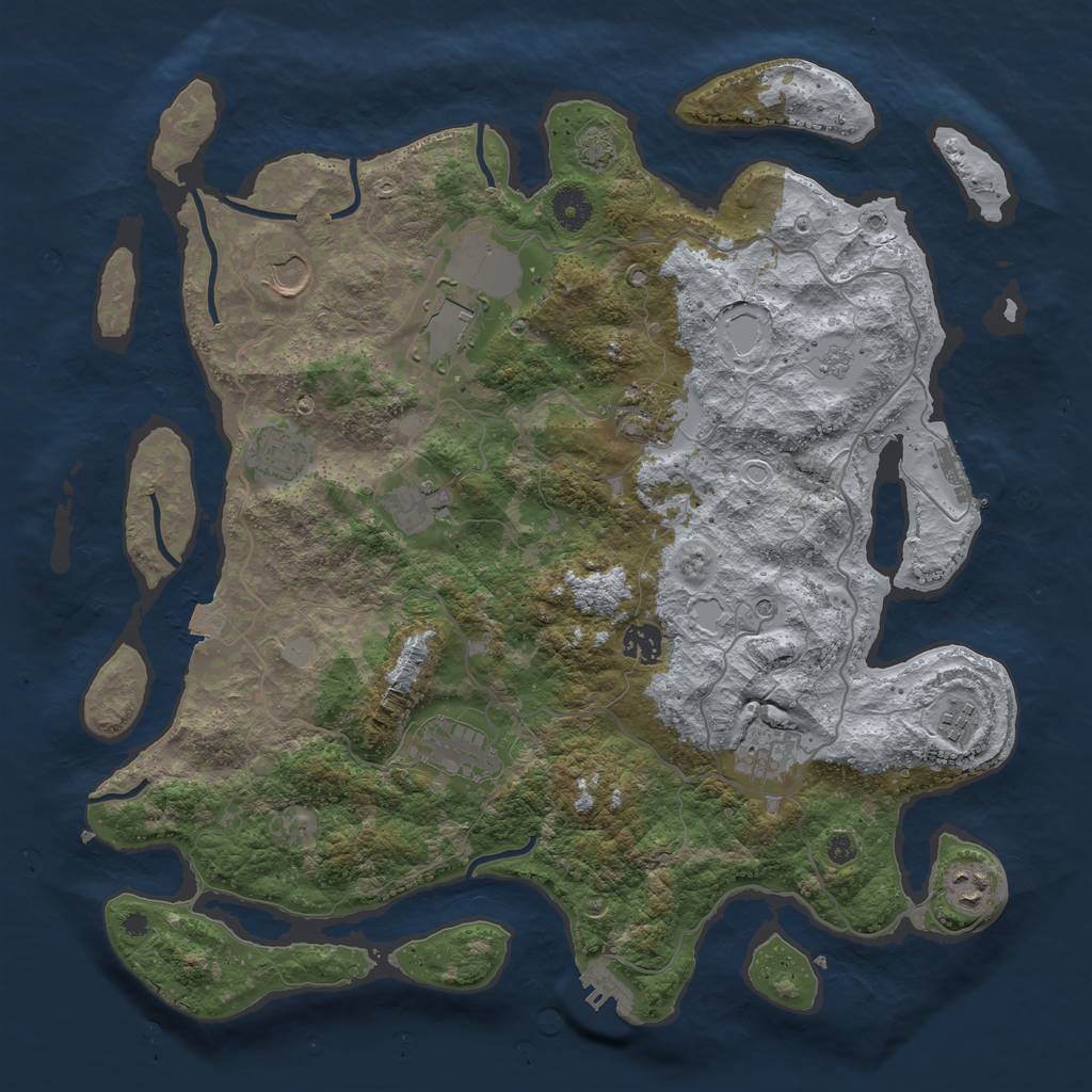 Rust Map: Procedural Map, Size: 4000, Seed: 24273, 18 Monuments