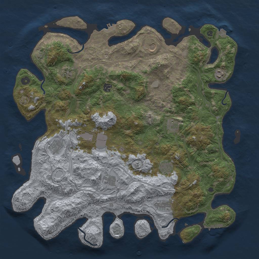 Rust Map: Procedural Map, Size: 4500, Seed: 939838394, 19 Monuments