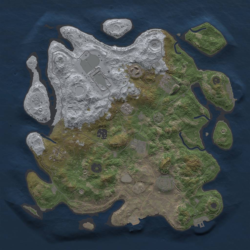 Rust Map: Procedural Map, Size: 3500, Seed: 1066038043, 16 Monuments