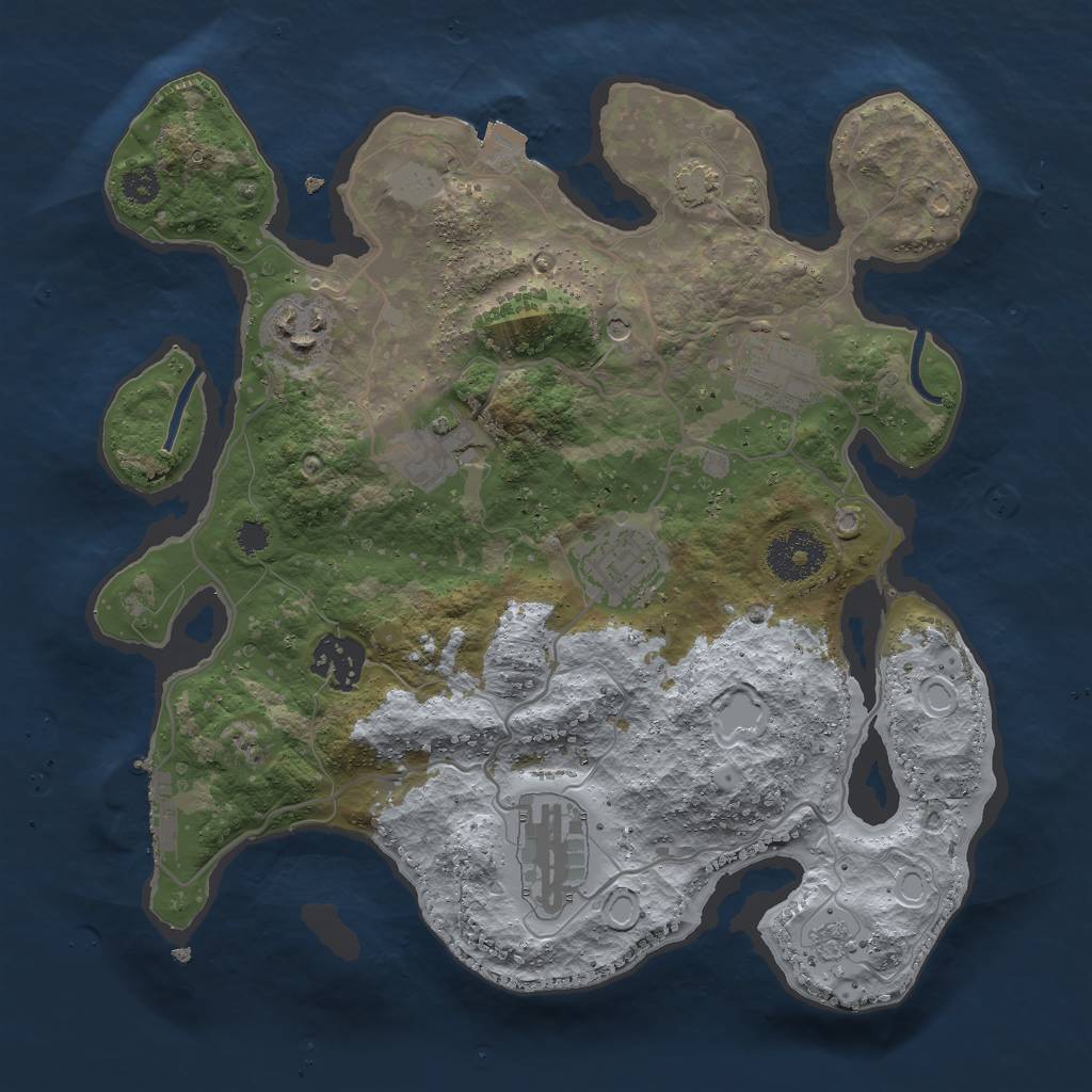 Rust Map: Procedural Map, Size: 3000, Seed: 133373964, 13 Monuments