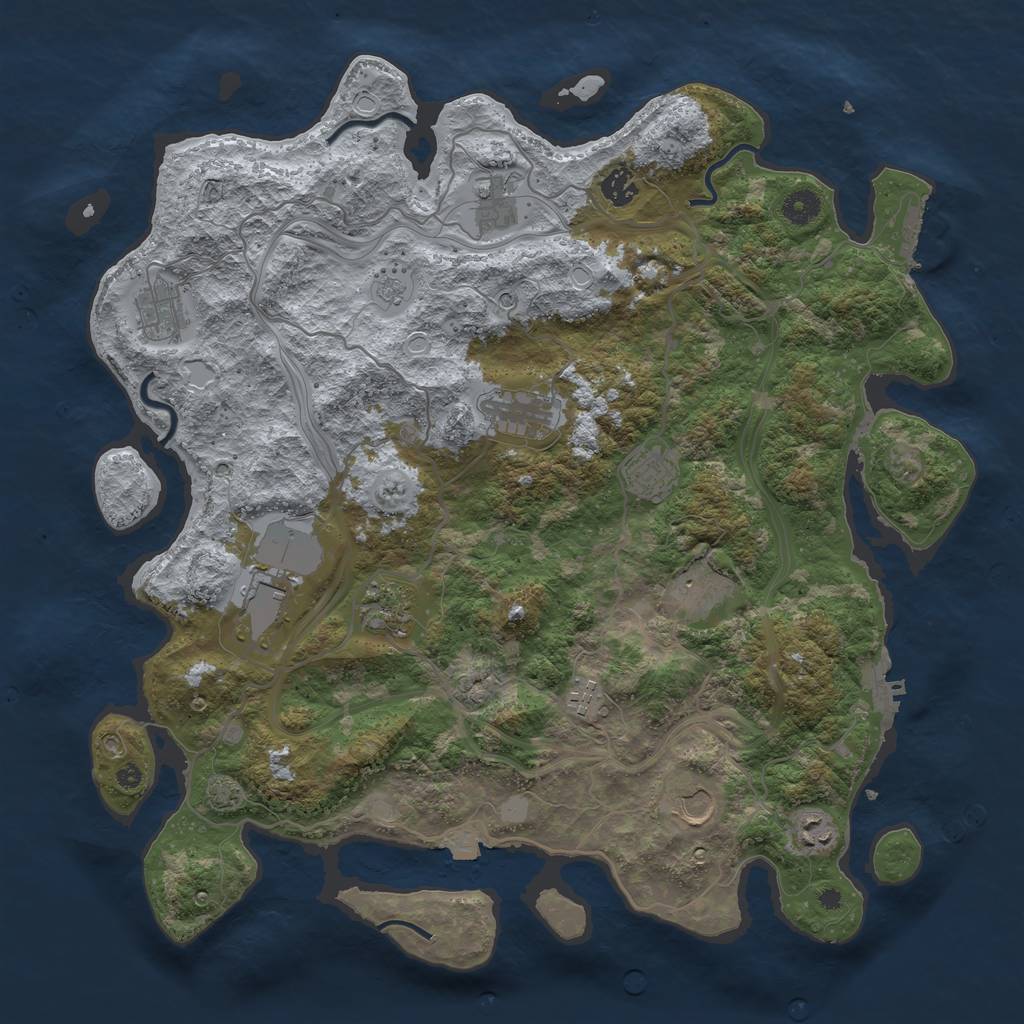 Rust Map: Procedural Map, Size: 4250, Seed: 1245344394, 19 Monuments