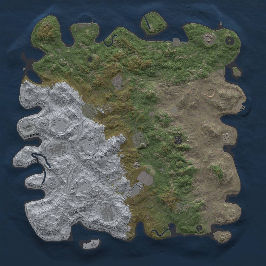 Rust Map: Procedural Map, Size: 4500, Seed: 674752758, 19 Monuments