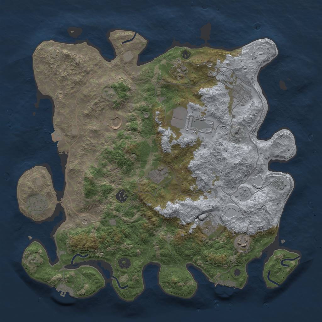 Rust Map: Procedural Map, Size: 4000, Seed: 2075723319, 18 Monuments