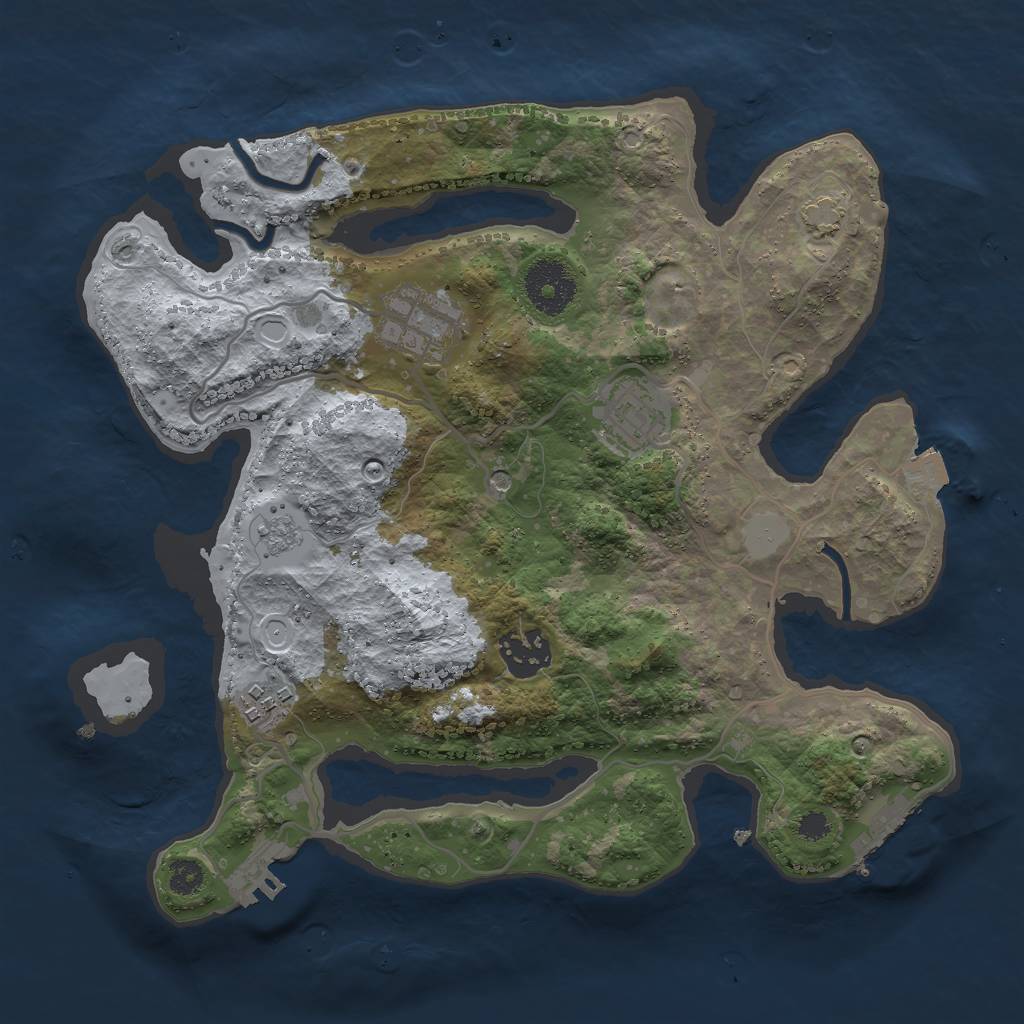 Rust Map: Procedural Map, Size: 3000, Seed: 10043, 12 Monuments