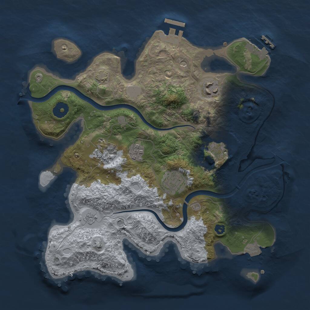 Rust Map: Procedural Map, Size: 3000, Seed: 1585069791, 11 Monuments