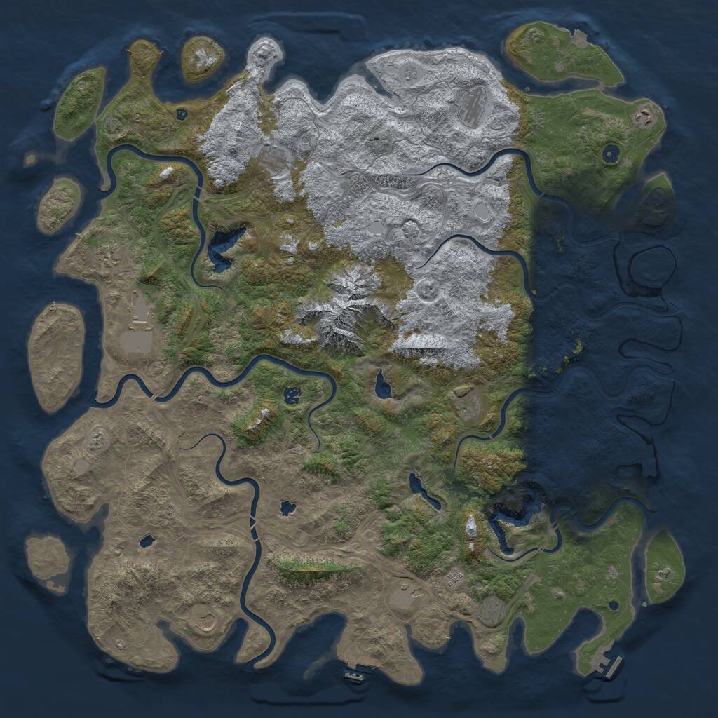 Rust Map: Procedural Map, Size: 6000, Seed: 935434857, 17 Monuments
