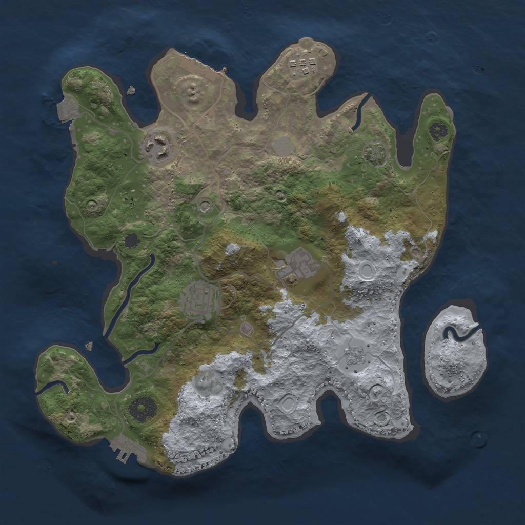 Rust Map: Procedural Map, Size: 3000, Seed: 28534, 12 Monuments