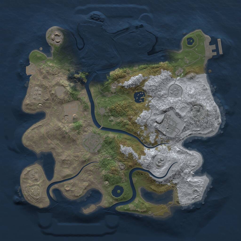 Rust Map: Procedural Map, Size: 3100, Seed: 525430359, 12 Monuments