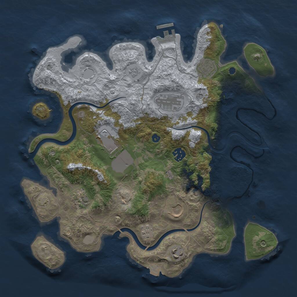Rust Map: Procedural Map, Size: 3500, Seed: 791121399, 13 Monuments