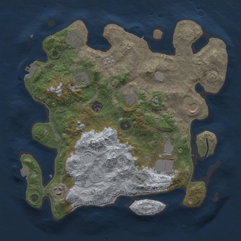 Rust Map: Procedural Map, Size: 3500, Seed: 475575177, 16 Monuments