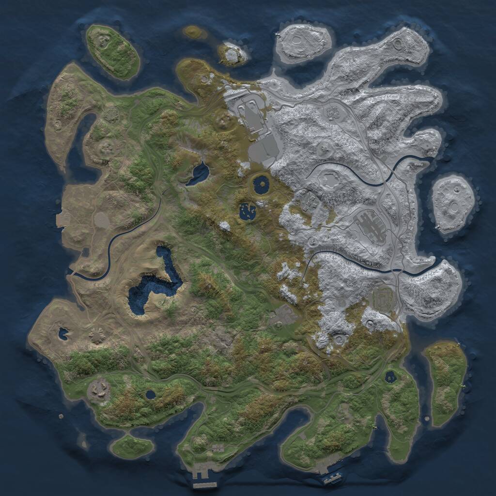Rust Map: Procedural Map, Size: 4250, Seed: 57359011, 13 Monuments