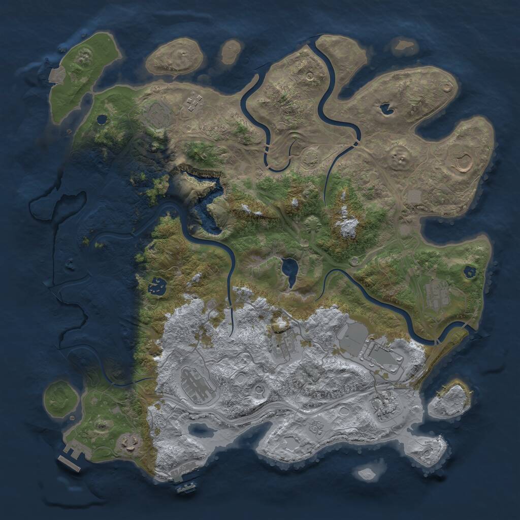 Rust Map: Procedural Map, Size: 4250, Seed: 945039698, 16 Monuments