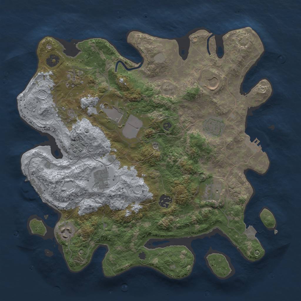Rust Map: Procedural Map, Size: 3500, Seed: 53131322, 17 Monuments