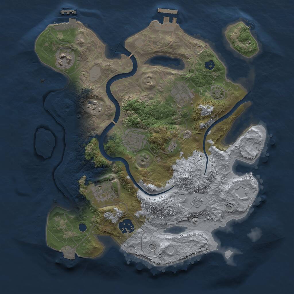 Rust Map: Procedural Map, Size: 3000, Seed: 1000834549, 12 Monuments