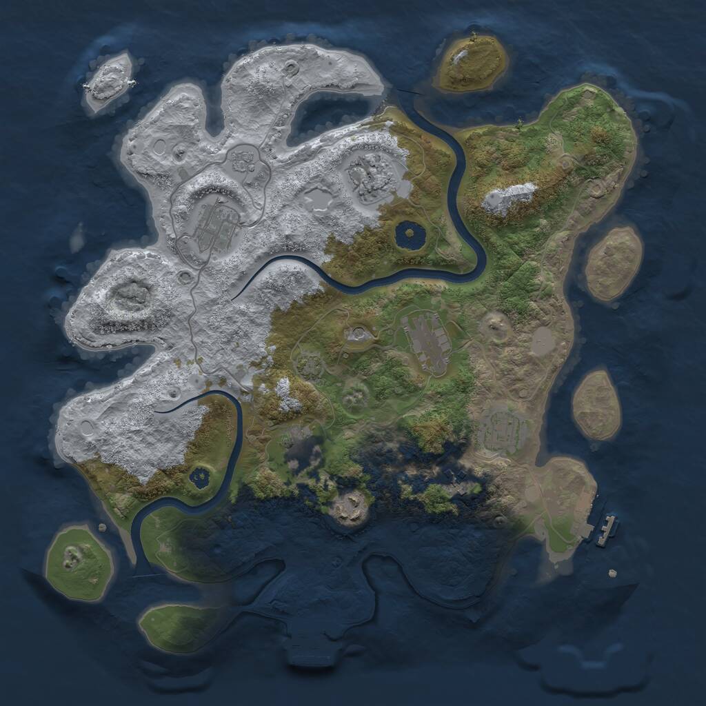 Rust Map: Procedural Map, Size: 3500, Seed: 1252019067, 13 Monuments