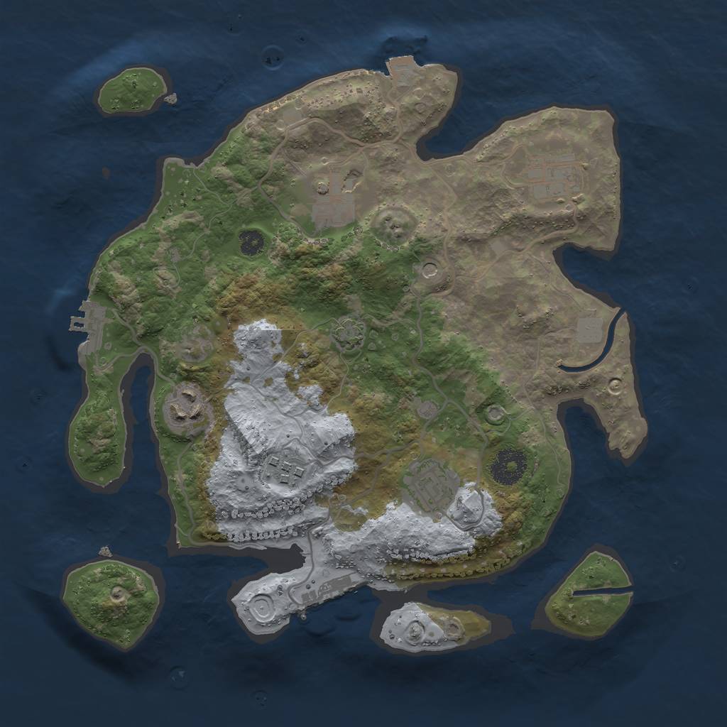 Rust Map: Procedural Map, Size: 3000, Seed: 127363266, 12 Monuments