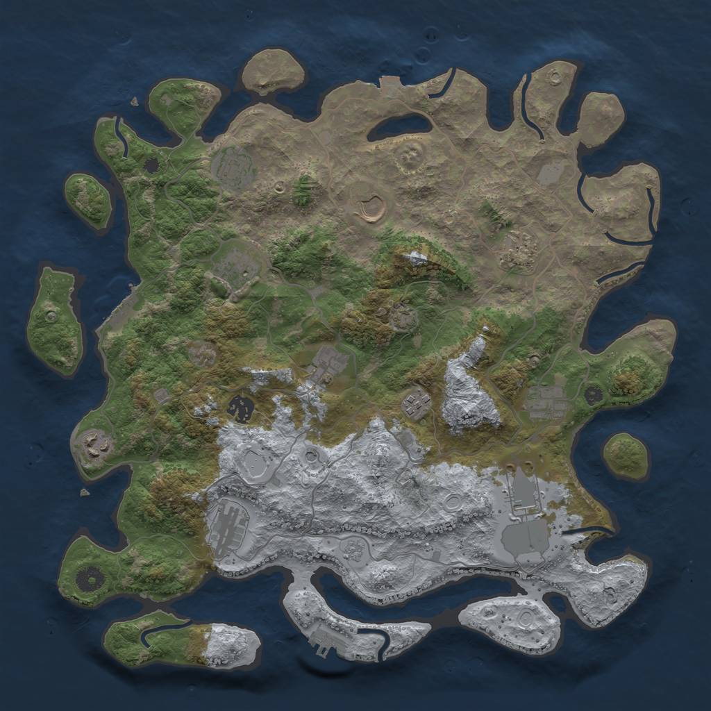 Rust Map: Procedural Map, Size: 4000, Seed: 519519519, 19 Monuments