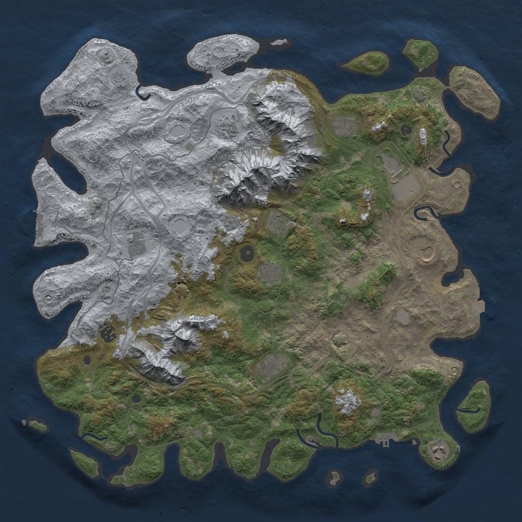 Rust Map: Procedural Map, Size: 5000, Seed: 28526, 19 Monuments