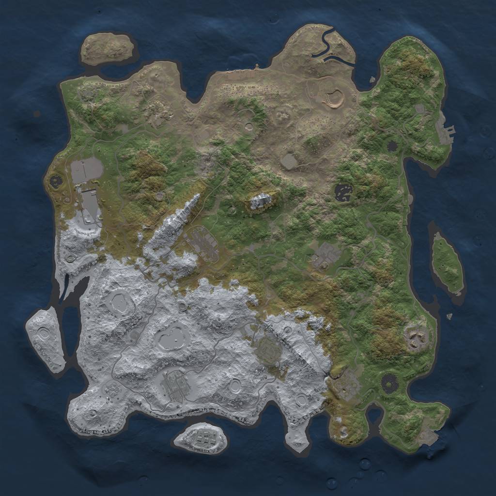 Rust Map: Procedural Map, Size: 4000, Seed: 516641410, 19 Monuments