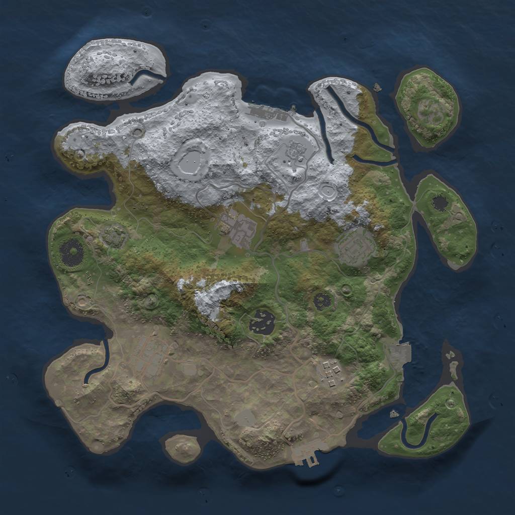 Rust Map: Procedural Map, Size: 3000, Seed: 1744653886, 12 Monuments