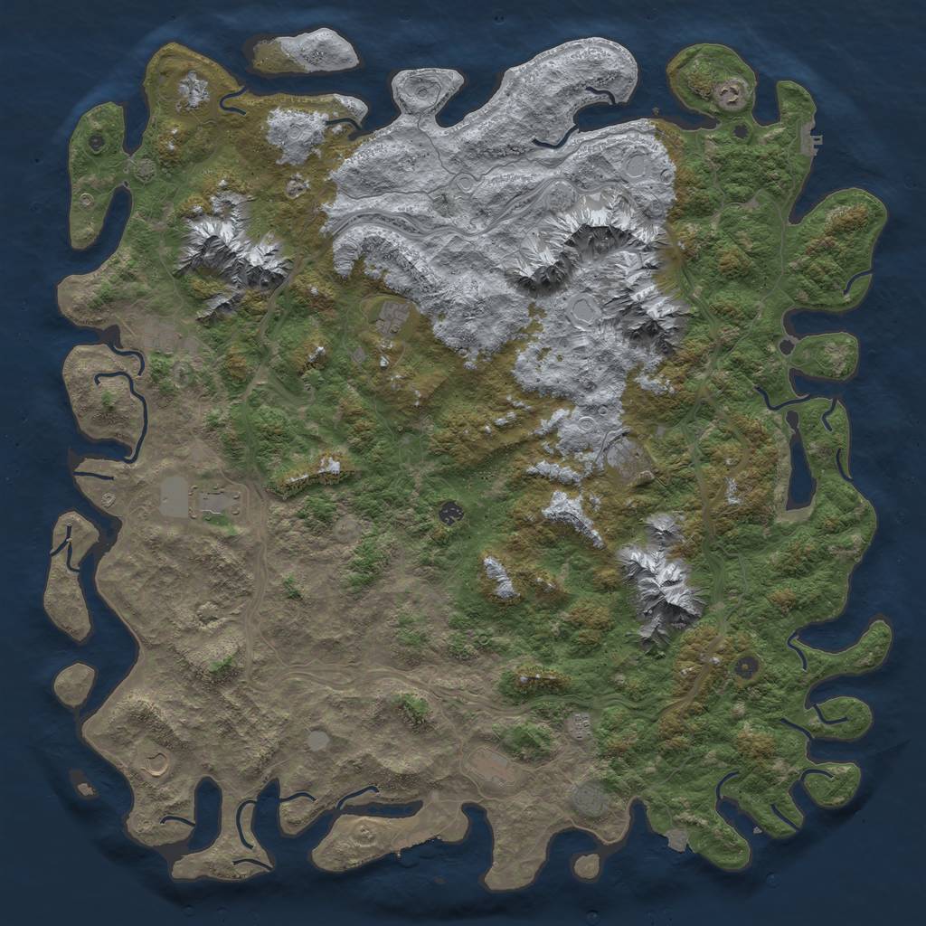 Rust Map: Procedural Map, Size: 6000, Seed: 2123288004, 19 Monuments