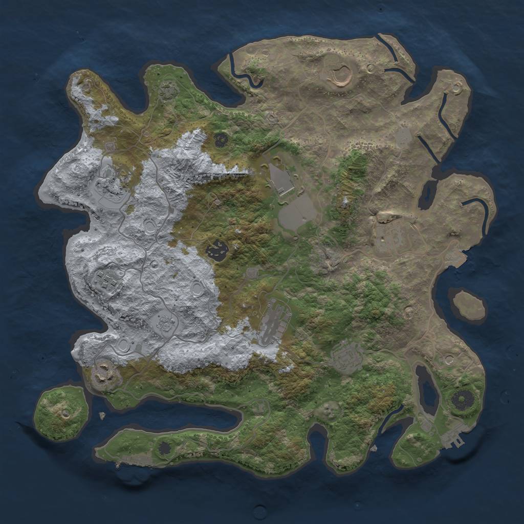 Rust Map: Procedural Map, Size: 3700, Seed: 1112149784, 17 Monuments