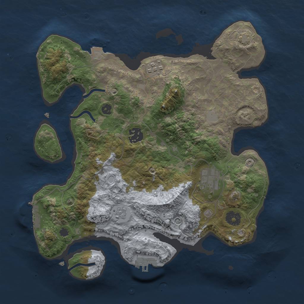 Rust Map: Procedural Map, Size: 3000, Seed: 1048921234, 11 Monuments