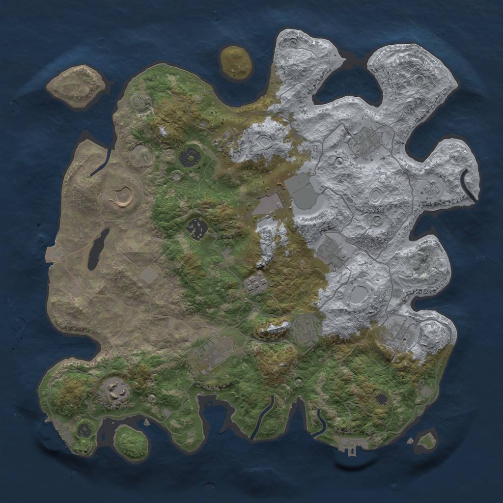 Rust Map: Procedural Map, Size: 3700, Seed: 1906195606, 19 Monuments