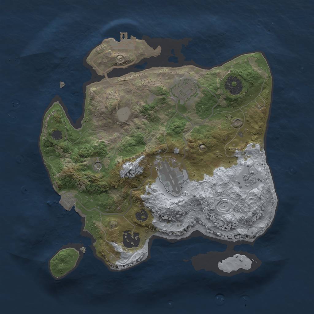 Rust Map: Procedural Map, Size: 2600, Seed: 1057510420, 9 Monuments