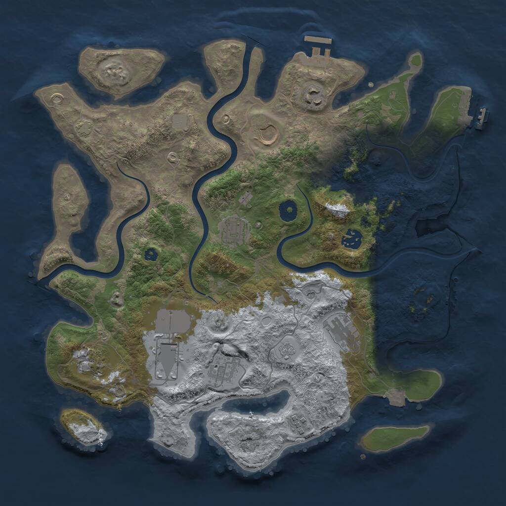 Rust Map: Procedural Map, Size: 3750, Seed: 513376015, 15 Monuments