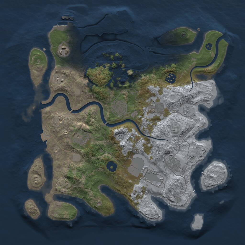 Rust Map: Procedural Map, Size: 3500, Seed: 2128718201, 14 Monuments