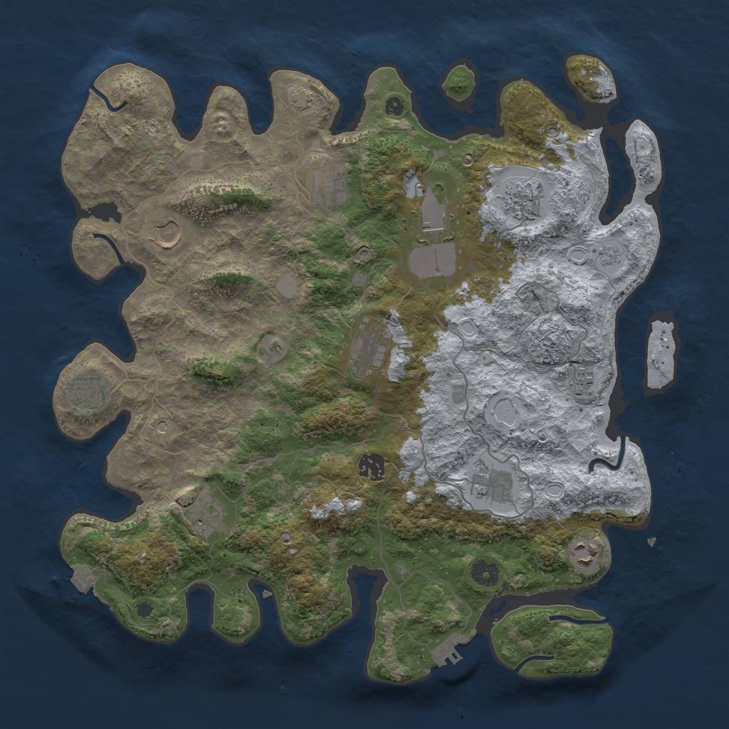 Rust Map: Procedural Map, Size: 4000, Seed: 81825036, 18 Monuments