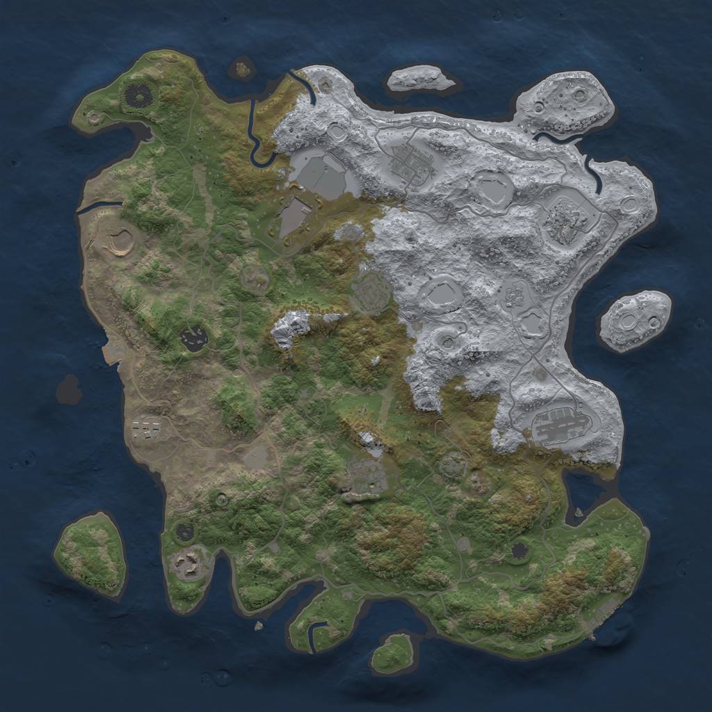 Rust Map: Procedural Map, Size: 4000, Seed: 604938966, 17 Monuments