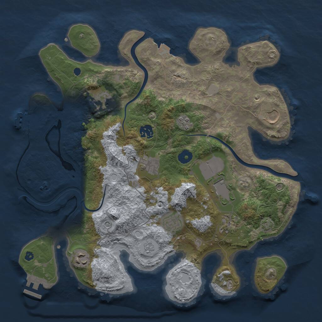 Rust Map: Procedural Map, Size: 3500, Seed: 1088831443, 15 Monuments