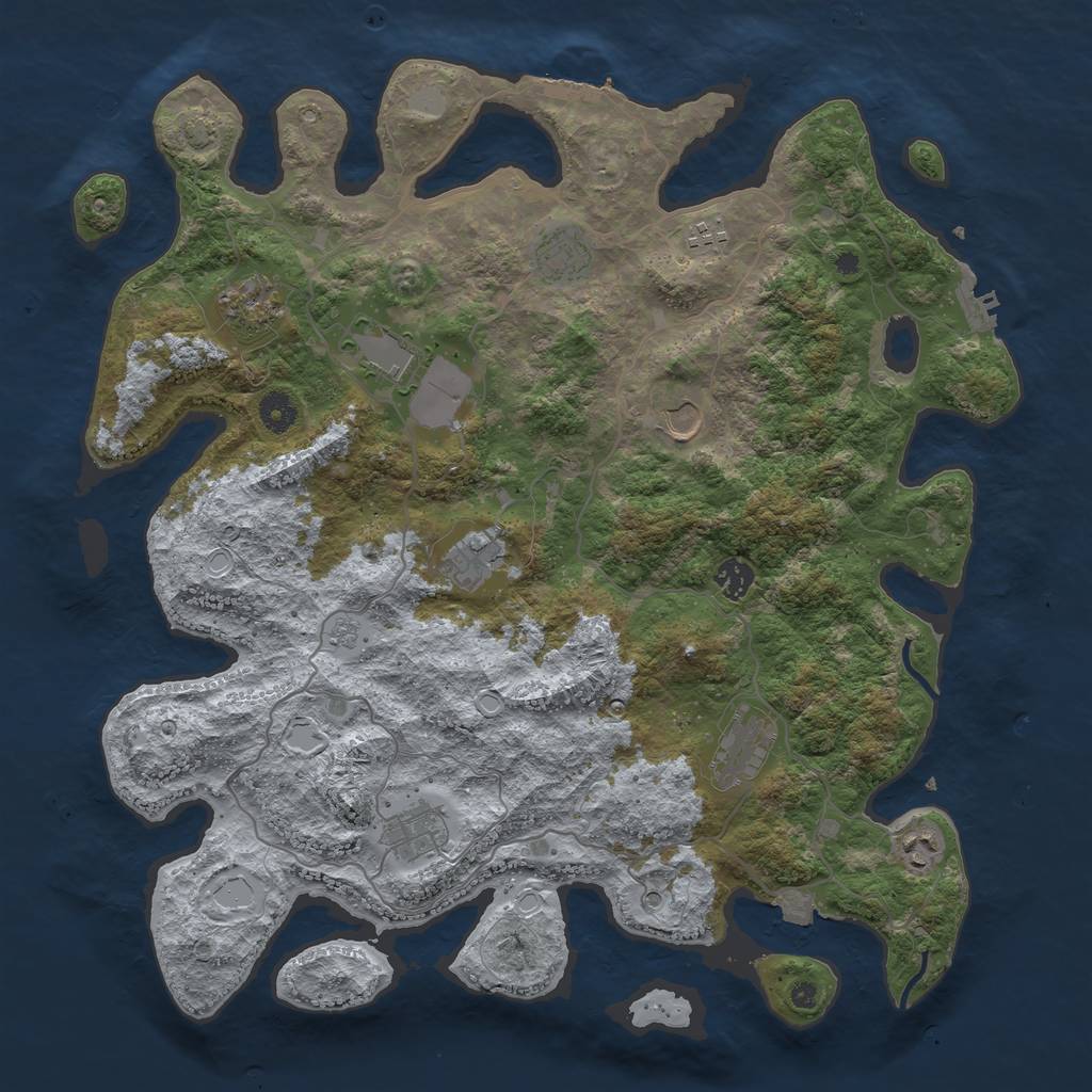 Rust Map: Procedural Map, Size: 4200, Seed: 2054601425, 18 Monuments