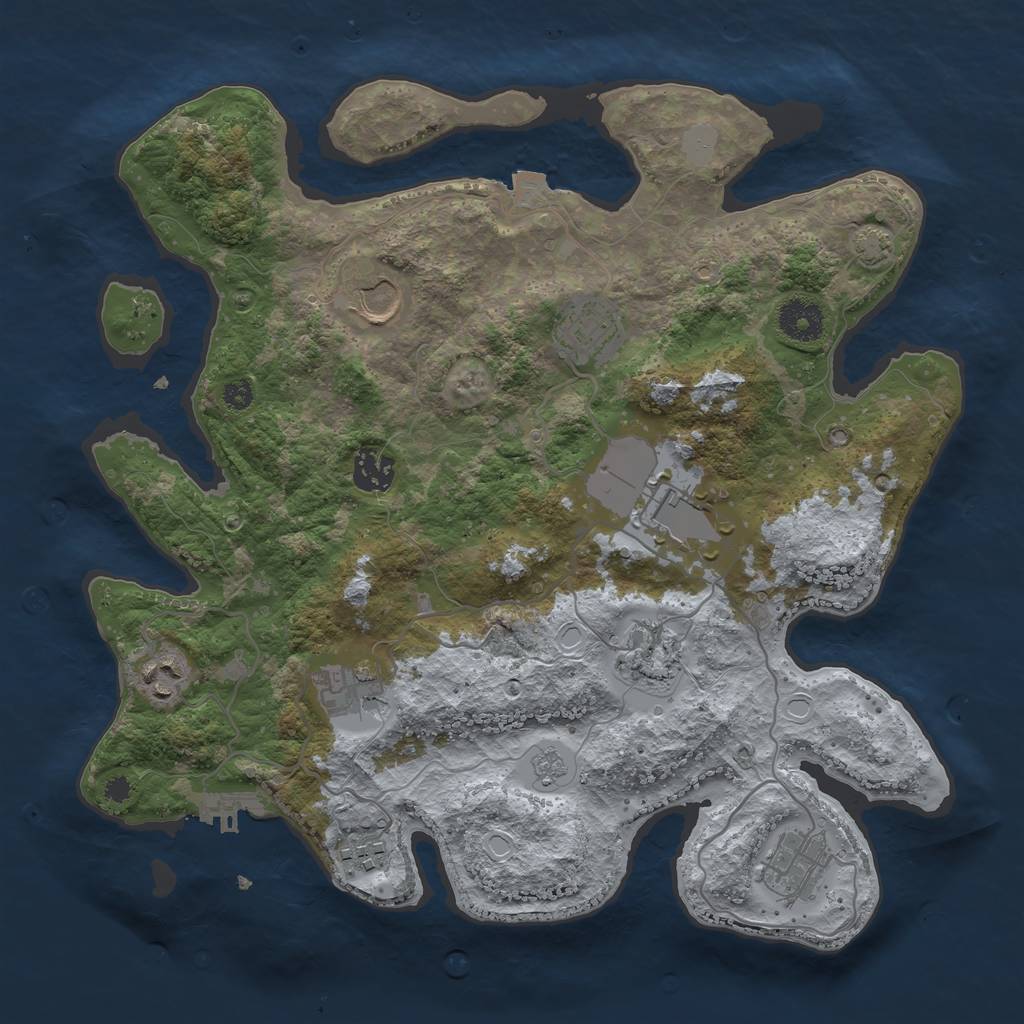 Rust Map: Procedural Map, Size: 3500, Seed: 998073, 15 Monuments