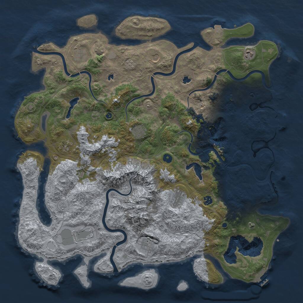 Rust Map: Procedural Map, Size: 5000, Seed: 28570, 16 Monuments