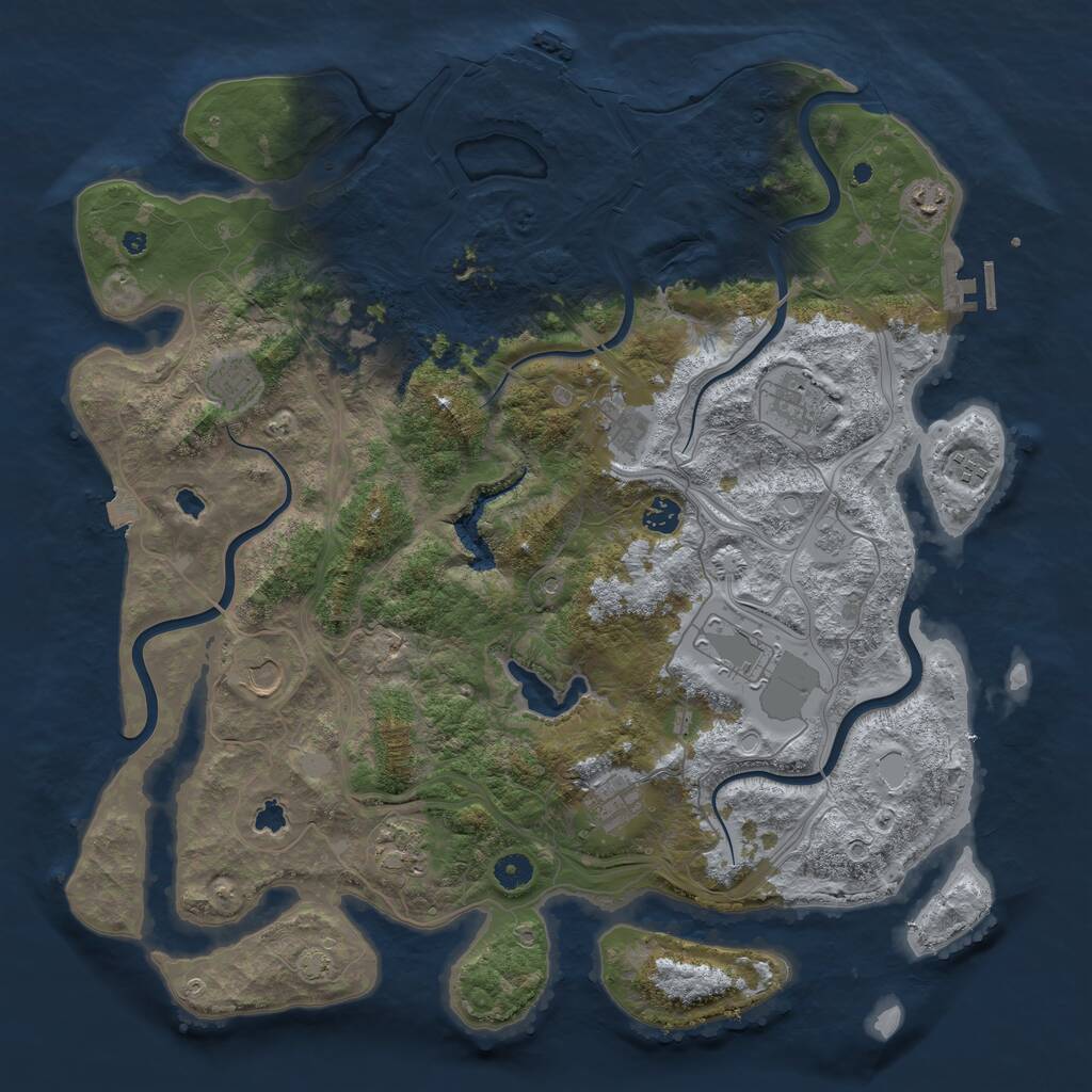 Rust Map: Procedural Map, Size: 4500, Seed: 22052012, 17 Monuments