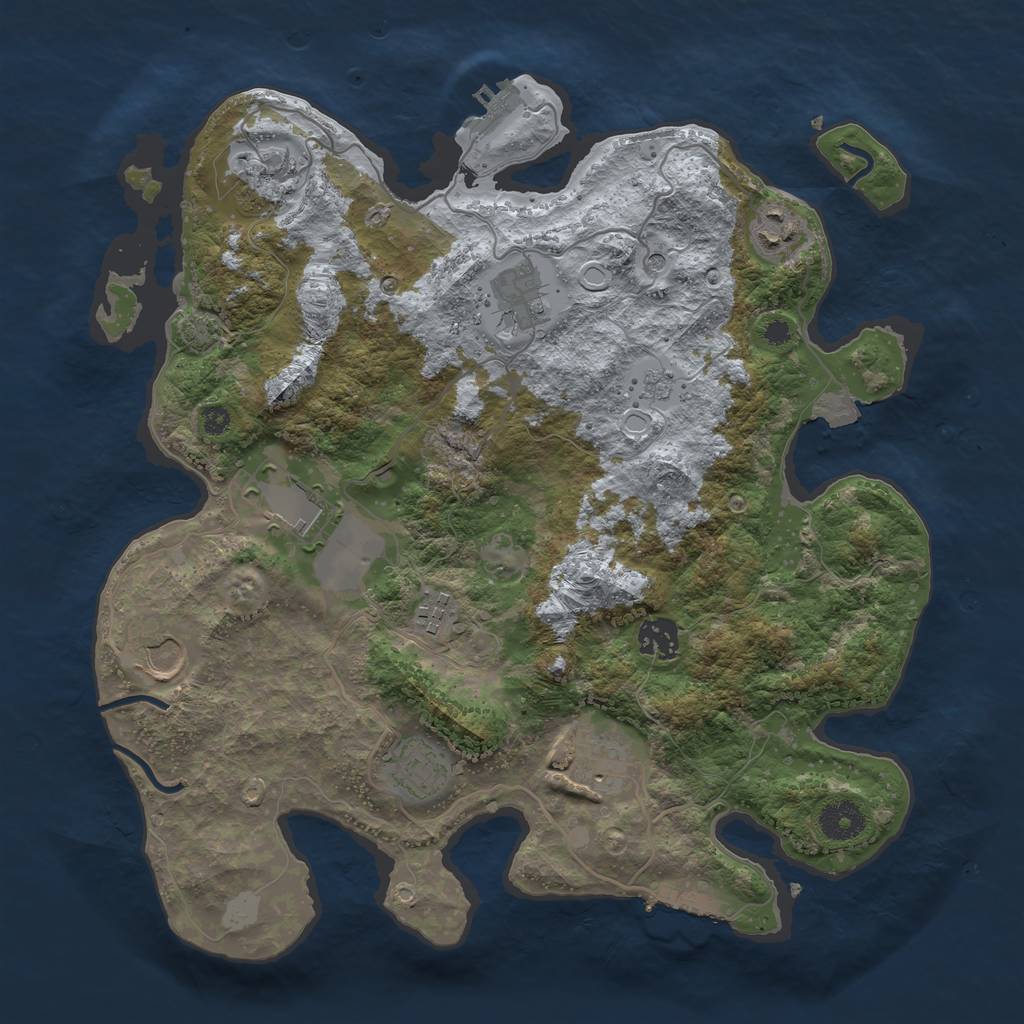 Rust Map: Procedural Map, Size: 3600, Seed: 10601, 17 Monuments