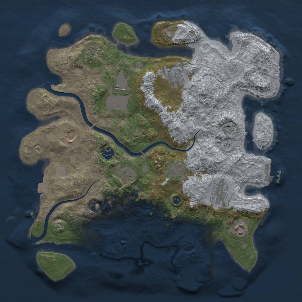 Rust Map: Procedural Map, Size: 3700, Seed: 1275868593, 16 Monuments