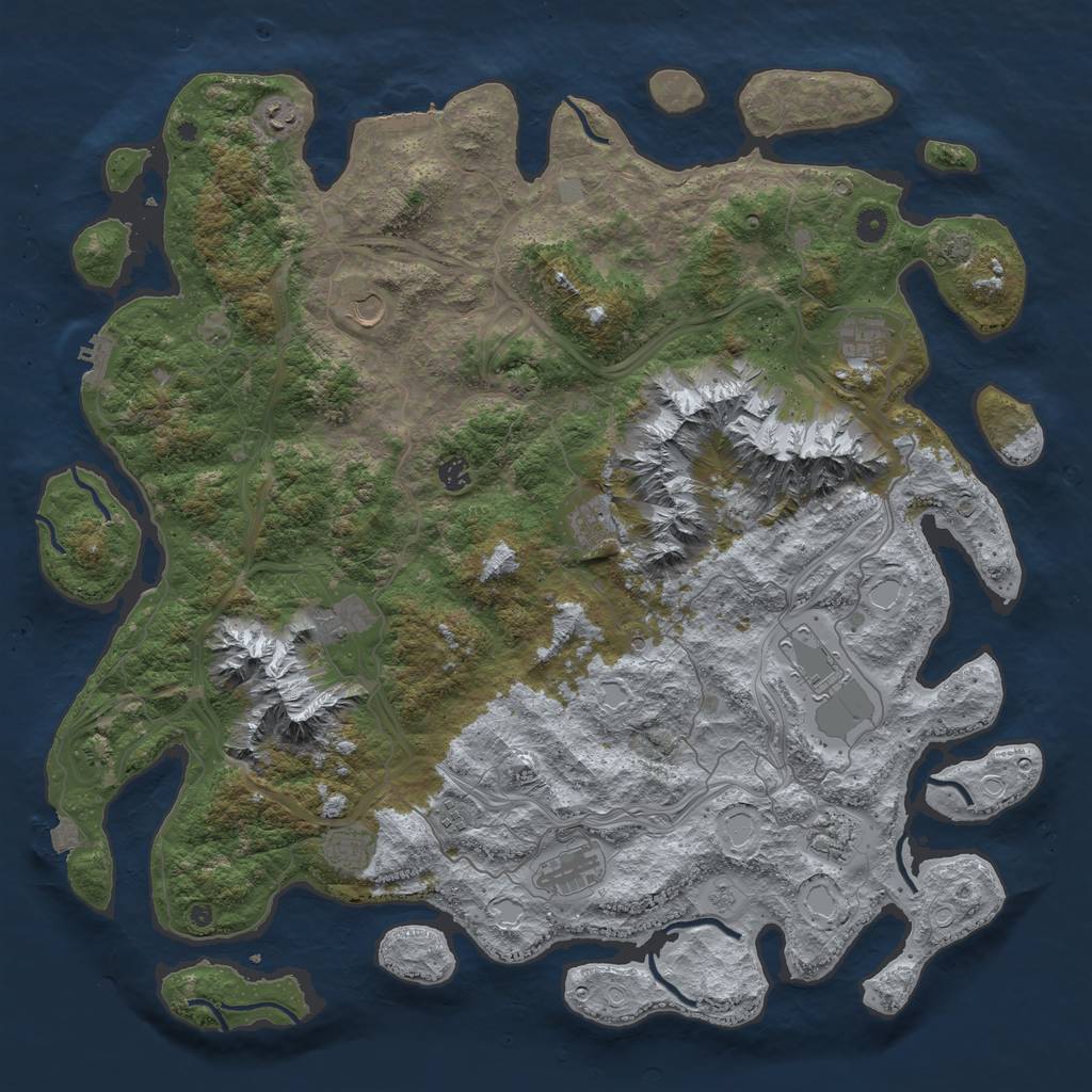 Rust Map: Procedural Map, Size: 5000, Seed: 2256874, 19 Monuments