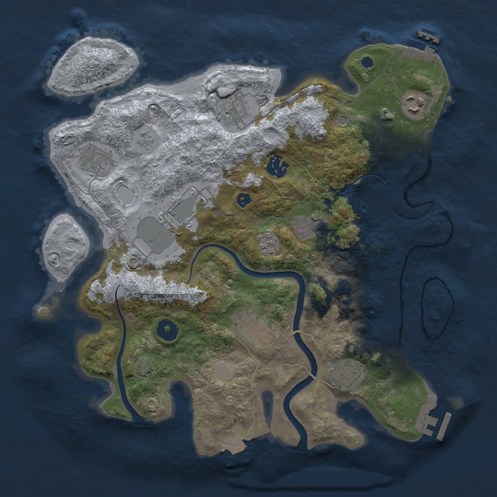 Rust Map: Procedural Map, Size: 3500, Seed: 1113025561, 15 Monuments