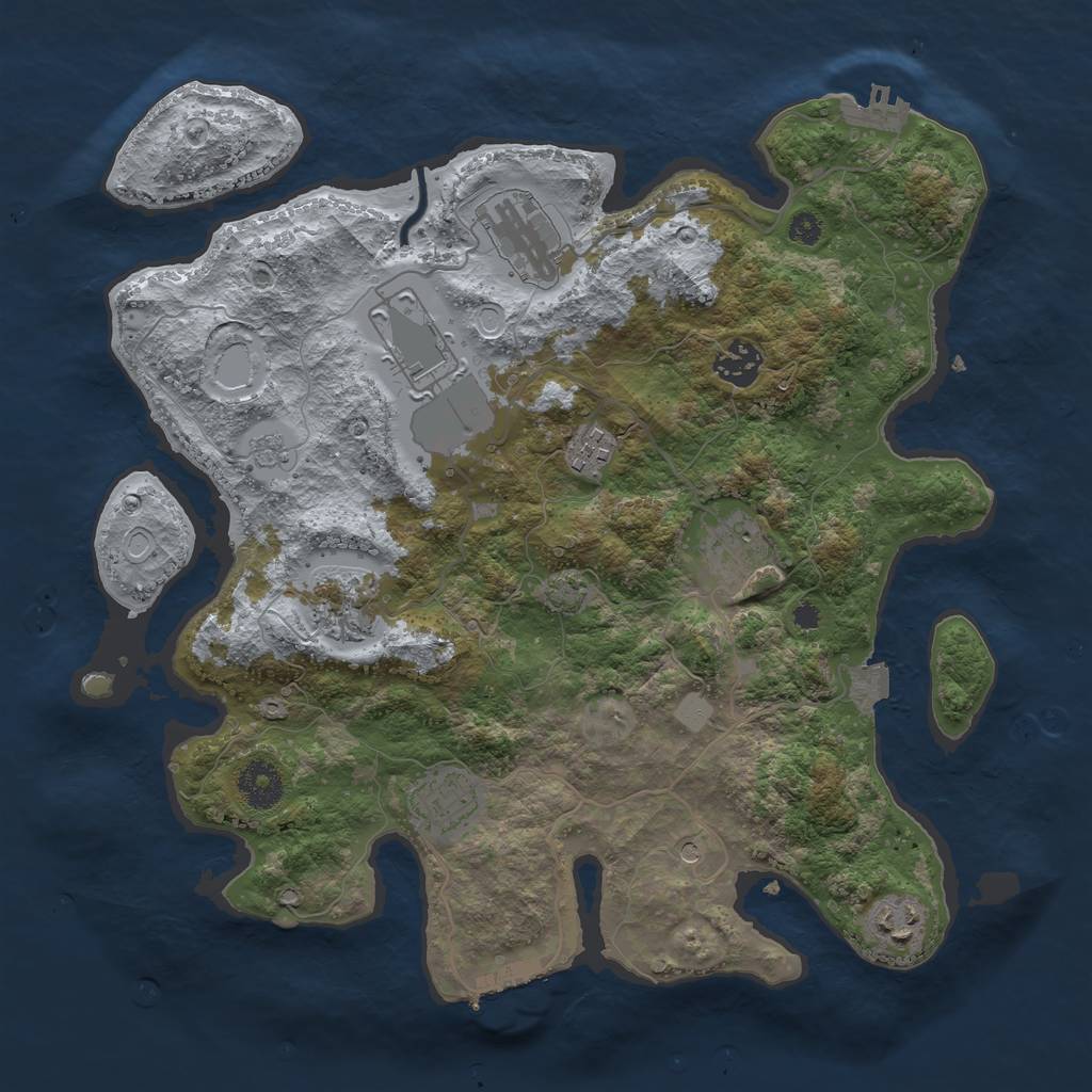 Rust Map: Procedural Map, Size: 3500, Seed: 1113025561, 16 Monuments