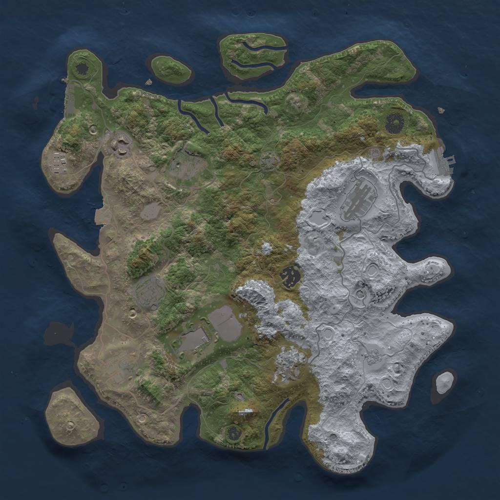 Rust Map: Procedural Map, Size: 3700, Seed: 1418179081, 17 Monuments